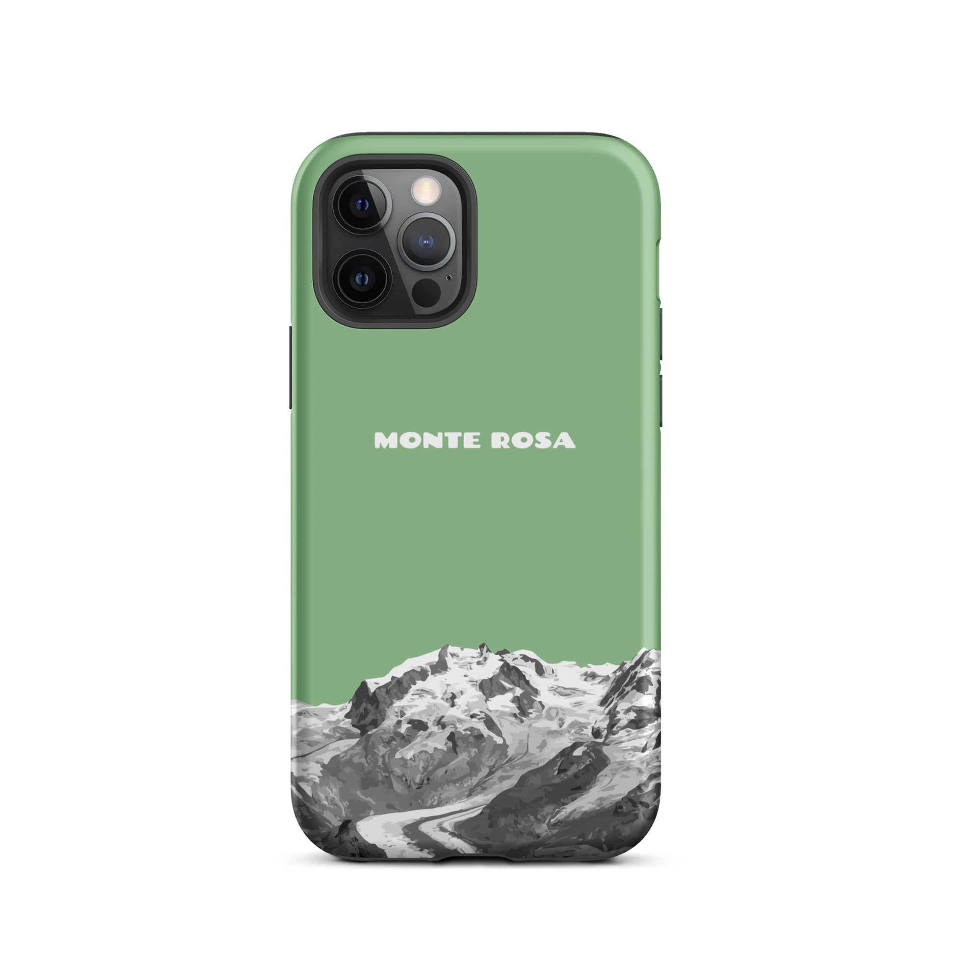 Schützende iPhone-Hülle in Hellgrün mit Monte-Rosa-Design für Apple iPhone 7, Seitenansicht.