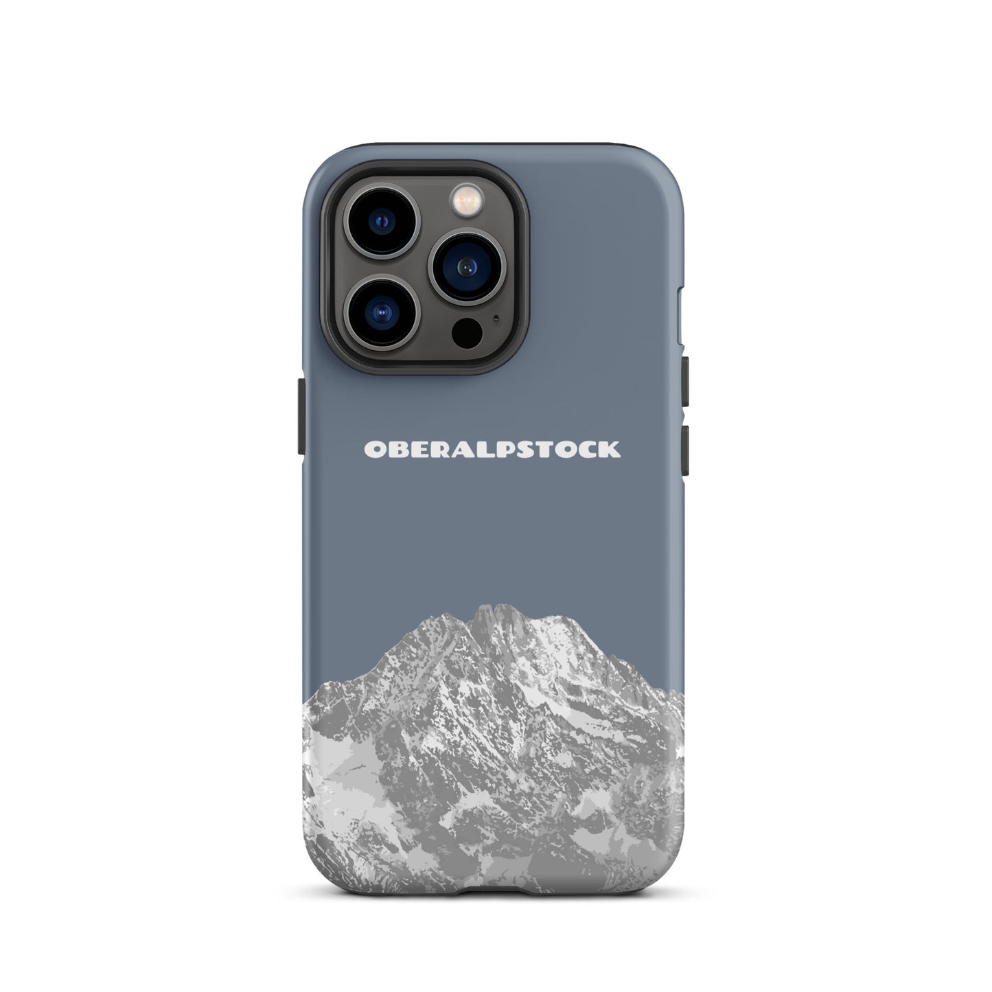 iPhone 13 Pro Handyhülle in Schiefergrau mit Oberalpstock-Motiv aus Graubünden
