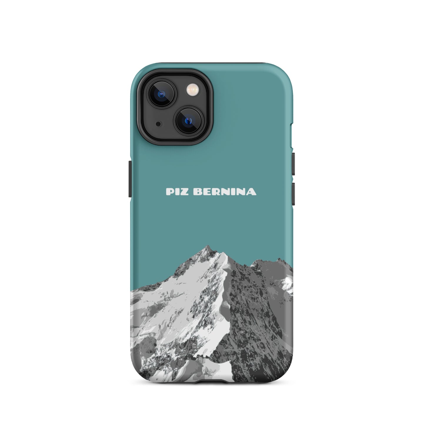 Hülle für das iPhone 10 Pro Max von Apple in der Farbe Kadettenblau, dass den Piz Bernina in Graubünden zeigt.