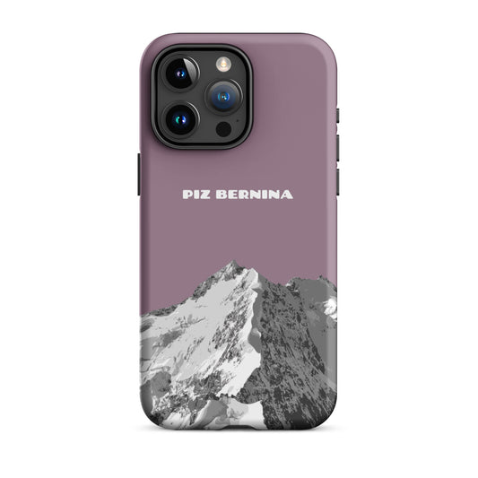 Hülle für das iPhone 15 Pro Max von Apple in der Farbe Pastellviolett, dass den Piz Bernina in Graubünden zeigt.