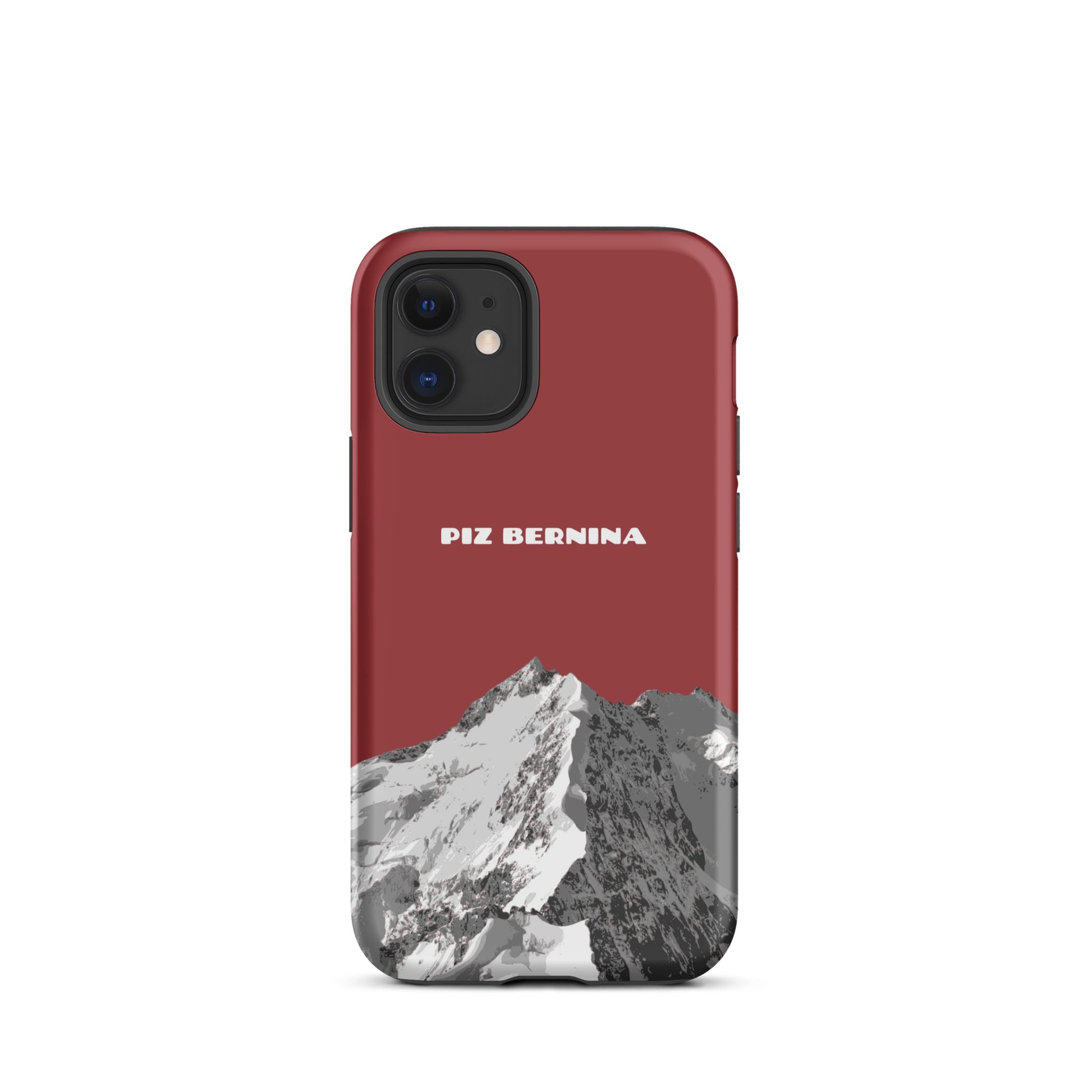 Hülle für das iPhone 12 Mini von Apple in der Farbe Rot, dass den Piz Bernina in Graubünden zeigt.