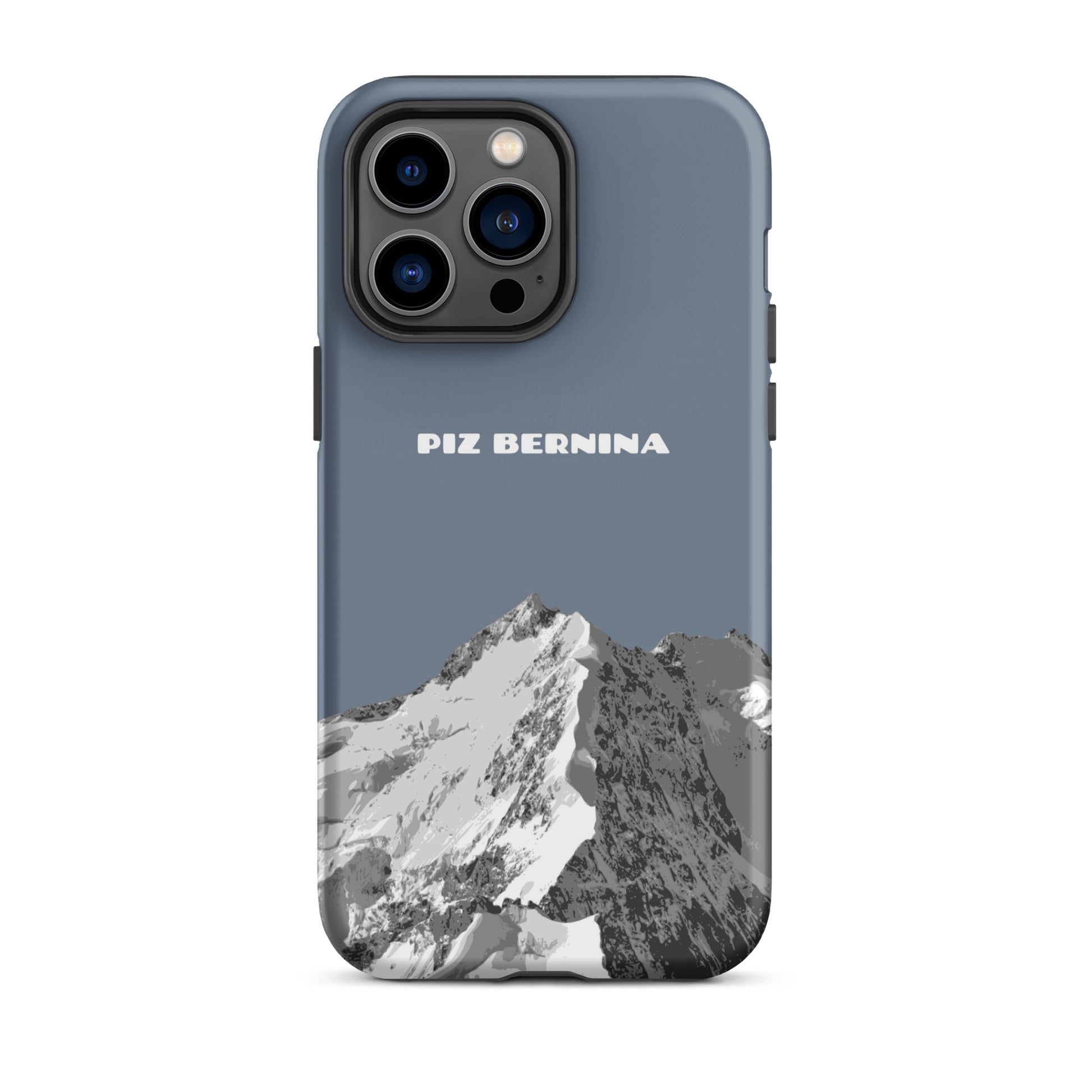Hülle für das iPhone 14 Pro Max von Apple in der Farbe Schiefergrau, dass den Piz Bernina in Graubünden zeigt.