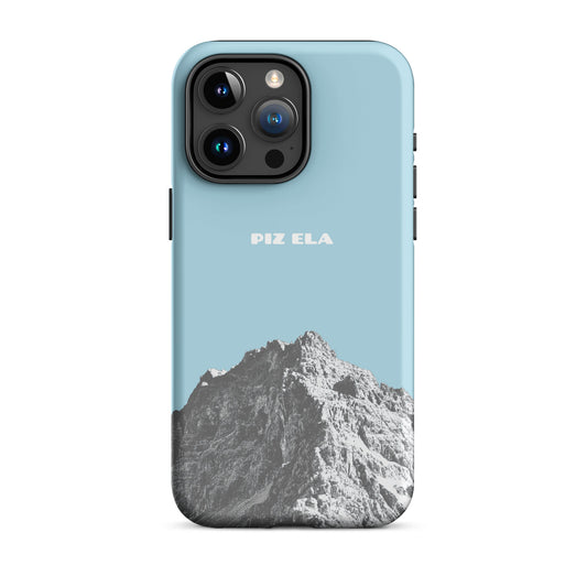 Hülle für das iPhone 15 Pro Max von Apple in der Farbe Hellblau, dass den Piz Ela in Graubünden zeigt.