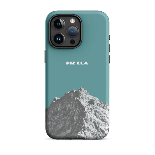 Hülle für das iPhone 15 Pro Max von Apple in der Farbe Kadettenblau, dass den Piz Ela in Graubünden zeigt.