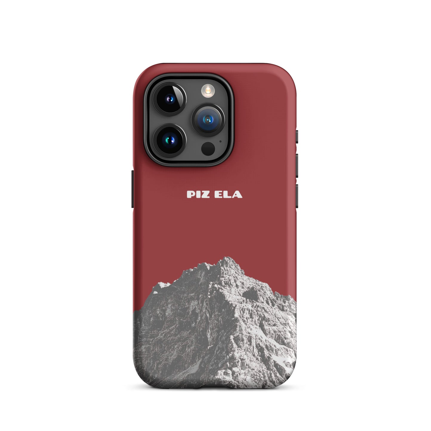 Hülle für das iPhone 15 Pro von Apple in der Farbe Rot, dass den Piz Ela in Graubünden zeigt.
