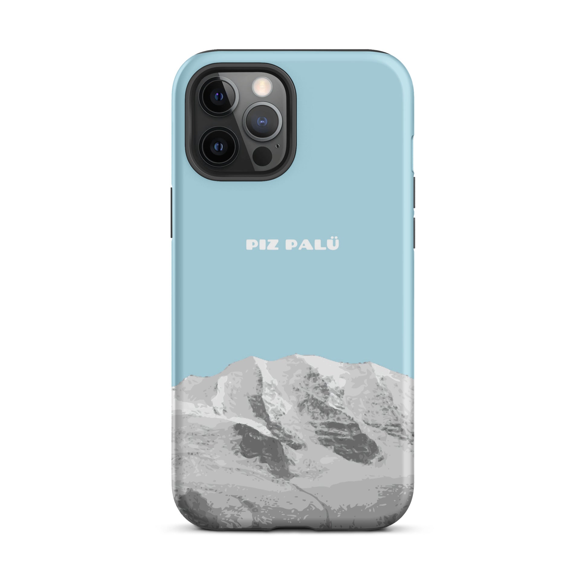 Hülle für das iPhone 12 Pro Max von Apple in der Farbe Hellblau, dass den Piz Palü in Graubünden zeigt.