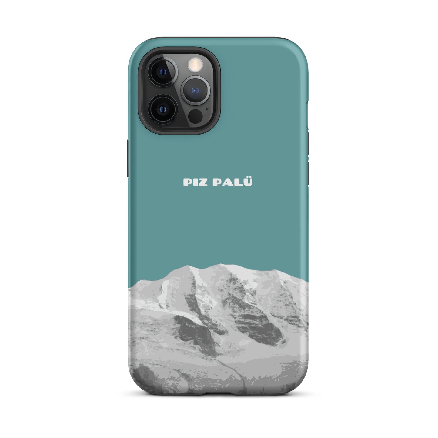 Hülle für das iPhone 12 Pro Max von Apple in der Farbe Kadettenblau, dass den Piz Palü in Graubünden zeigt.
