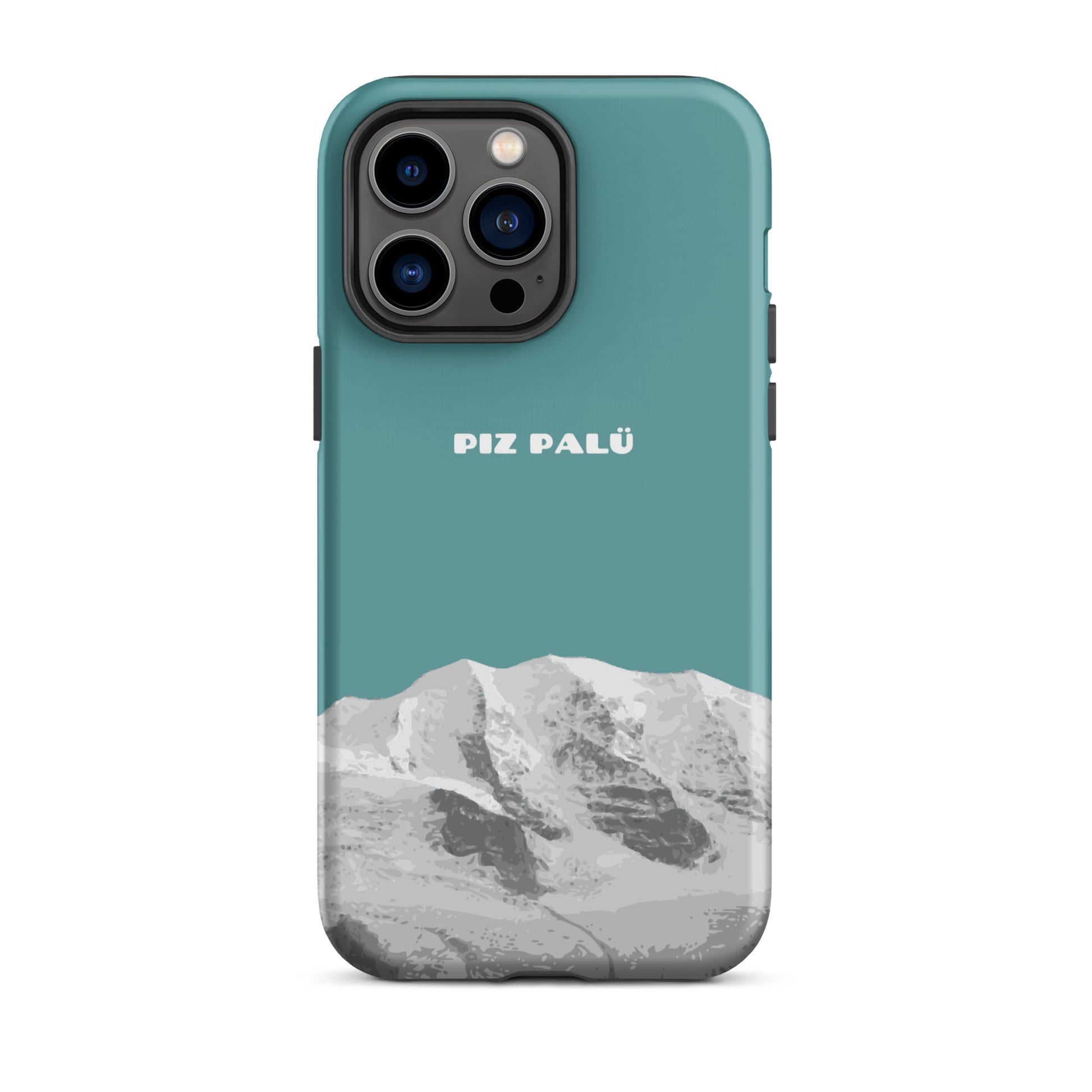 Hülle für das iPhone 14 Pro Max von Apple in der Farbe Kadettenblau, dass den Piz Palü in Graubünden zeigt.