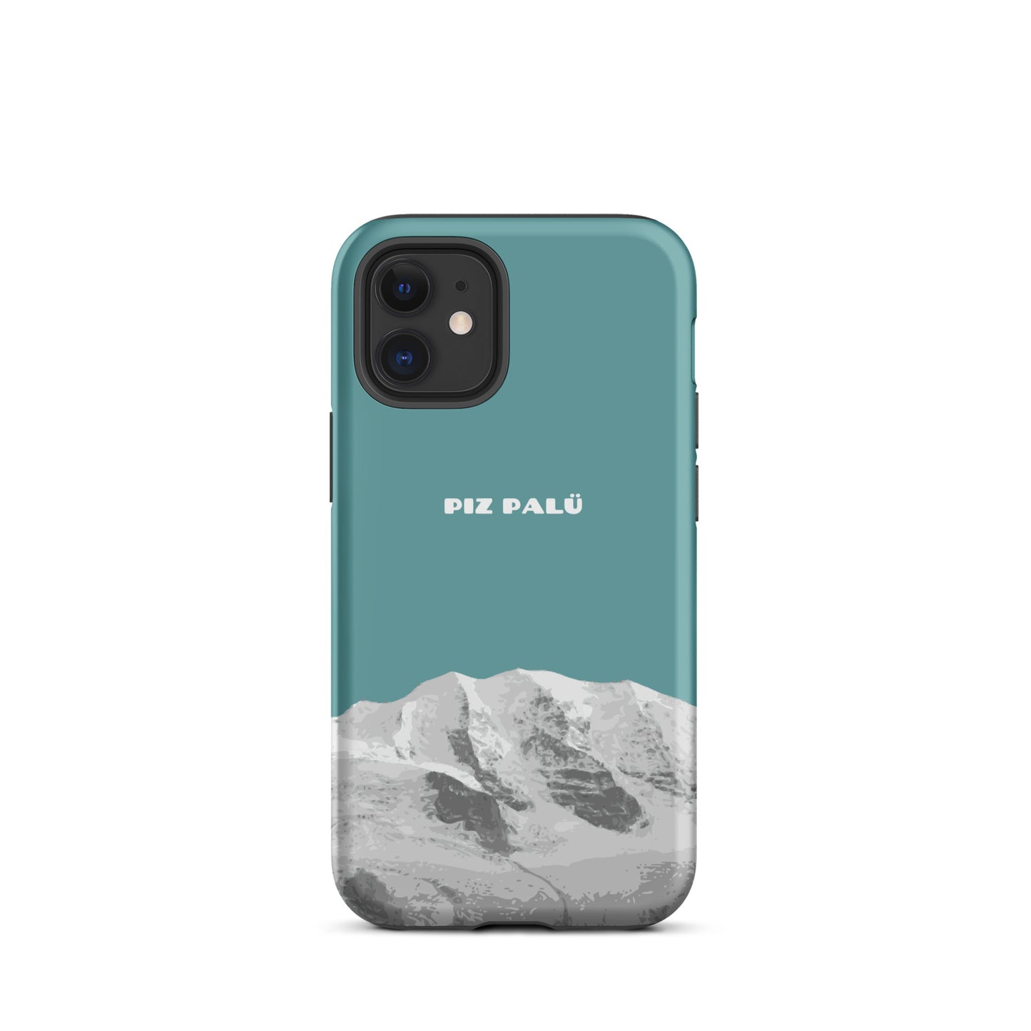 Hülle für das iPhone 12 Mini von Apple in der Farbe Kadettenblau, dass den Piz Palü in Graubünden zeigt.