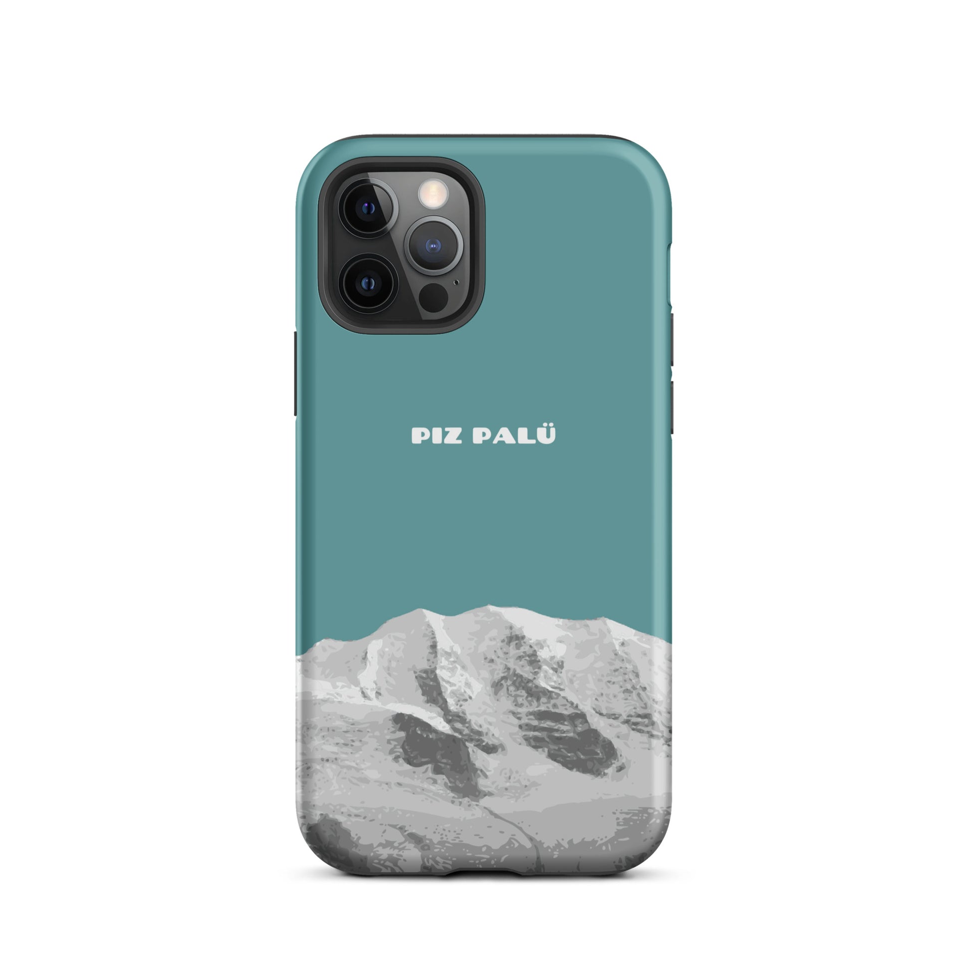 Hülle für das iPhone 12 Pro von Apple in der Farbe Kadettenblau, dass den Piz Palü in Graubünden zeigt.
