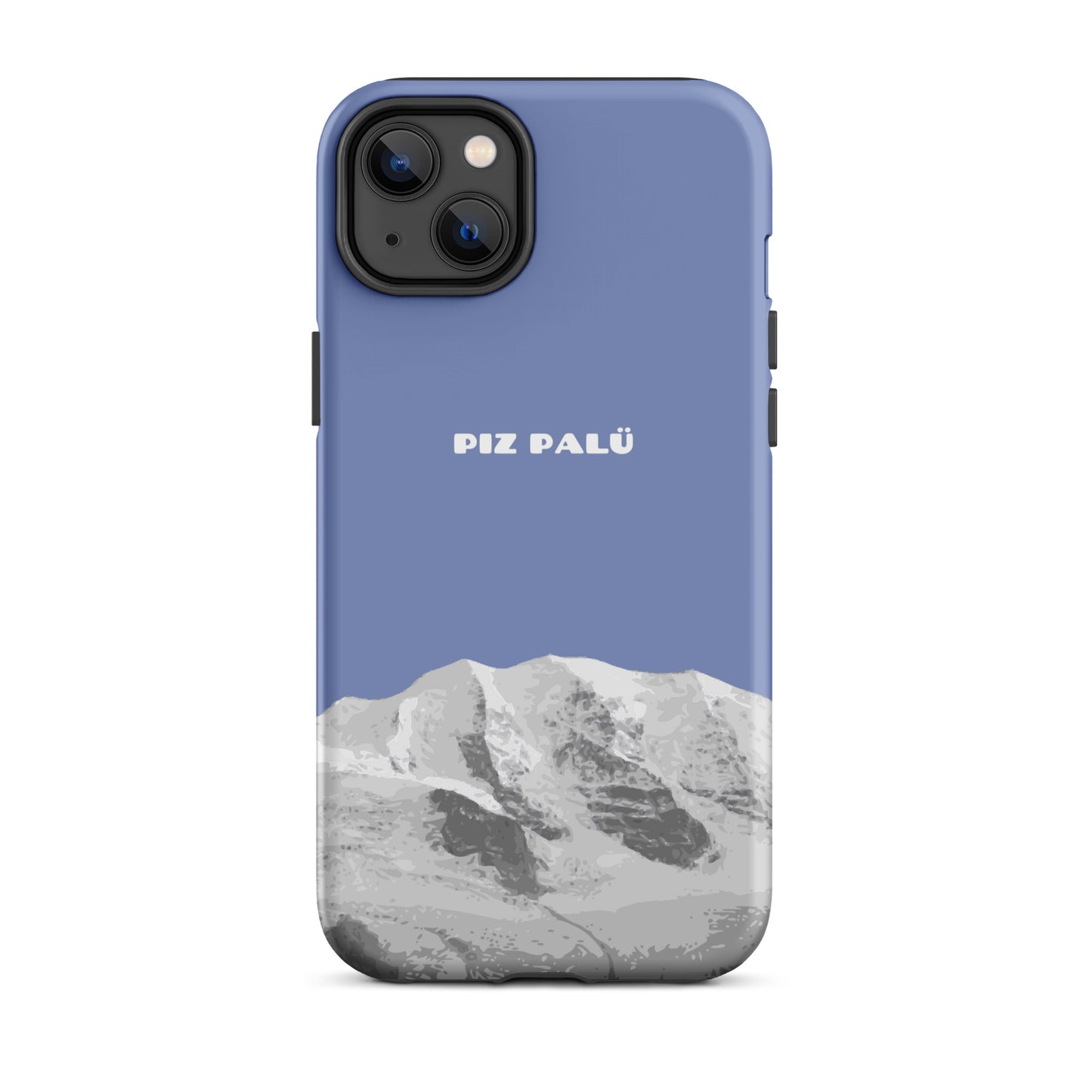 Hülle für das iPhone 14 Plus von Apple in der Farbe Pastellblau, dass den Piz Palü in Graubünden zeigt.