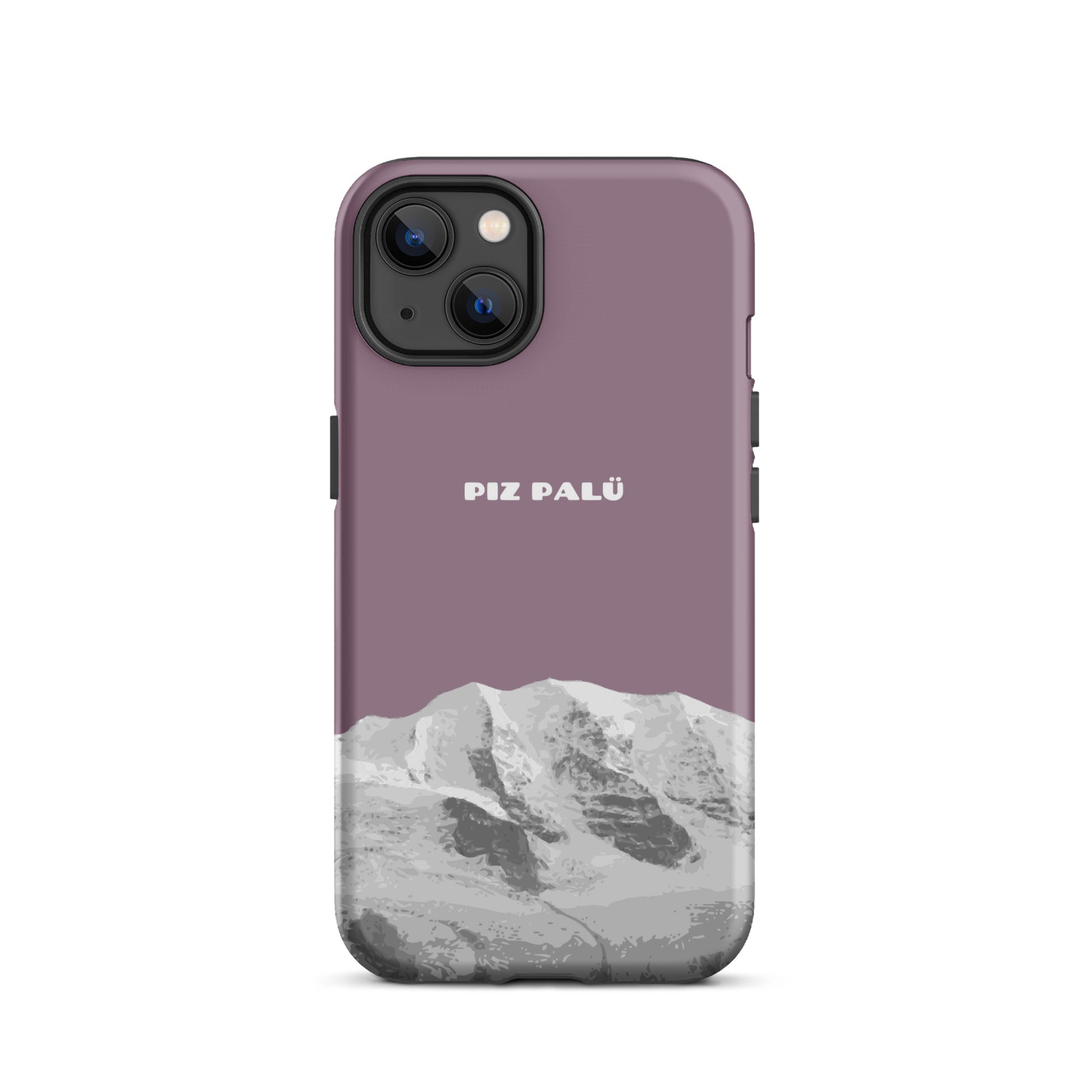 Hülle für das iPhone 13 von Apple in der Farbe Pastellviolett, dass den Piz Palü in Graubünden zeigt.