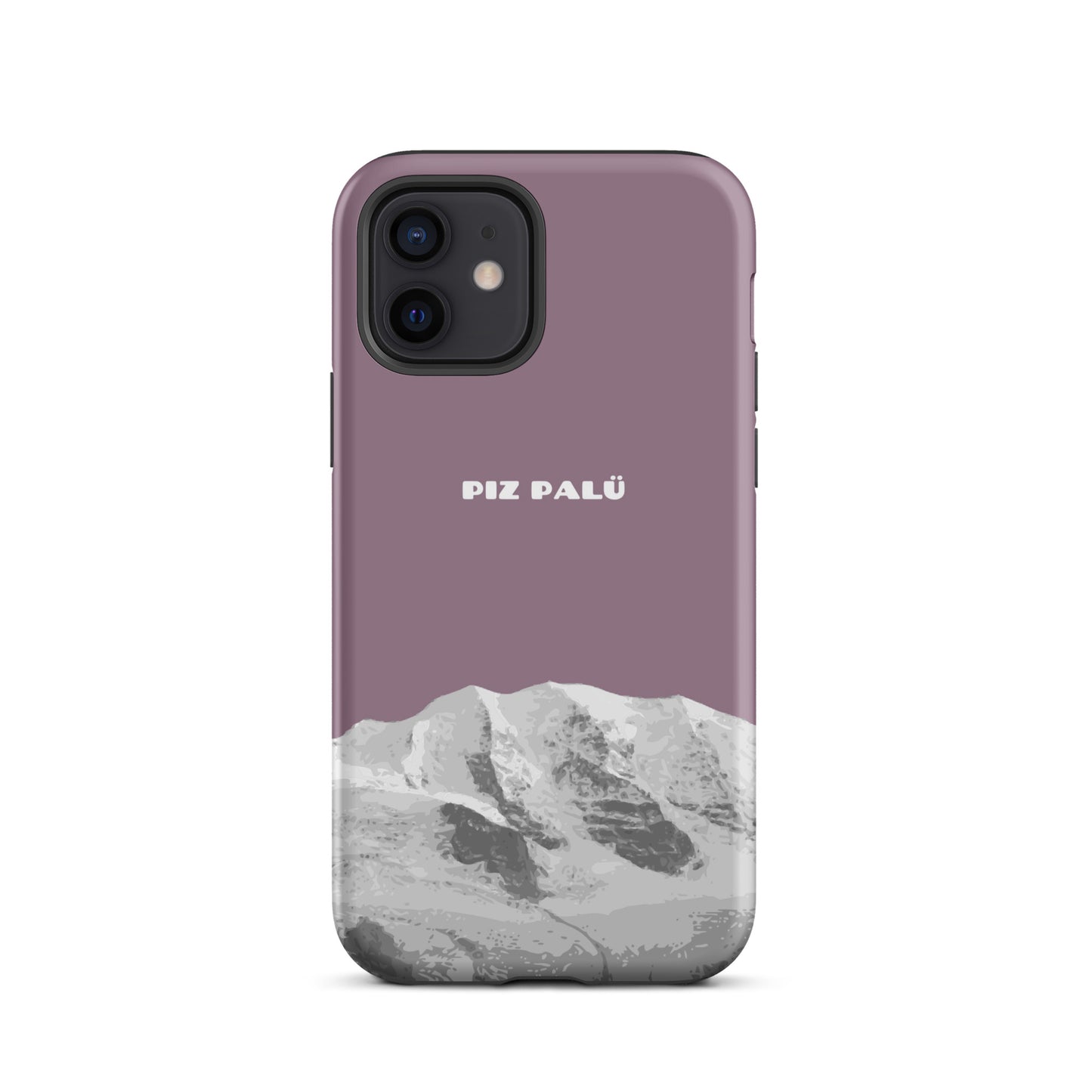 Hülle für das iPhone 12 von Apple in der Farbe Pastellviolett, dass den Piz Palü in Graubünden zeigt.