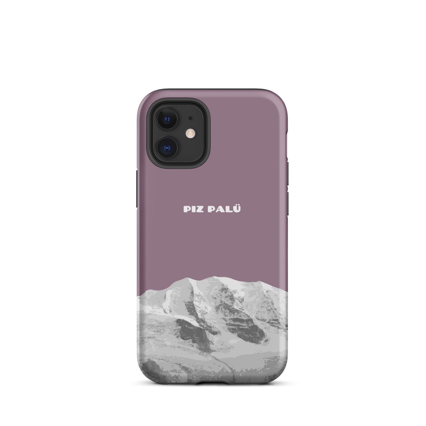 Hülle für das iPhone 12 Mini von Apple in der Farbe Pastellviolett, dass den Piz Palü in Graubünden zeigt.