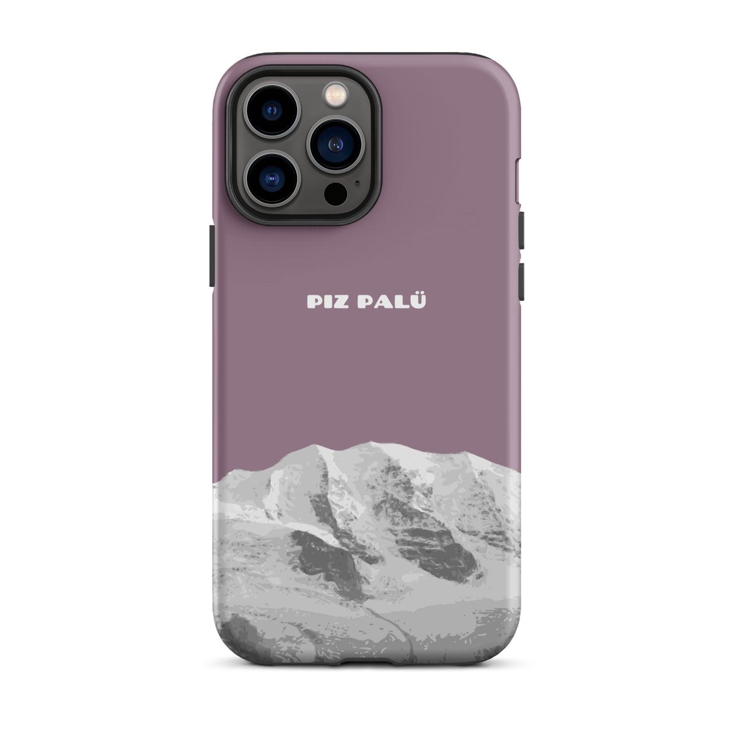 Hülle für das iPhone 13 Pro Max von Apple in der Farbe Pastellviolett, dass den Piz Palü in Graubünden zeigt.