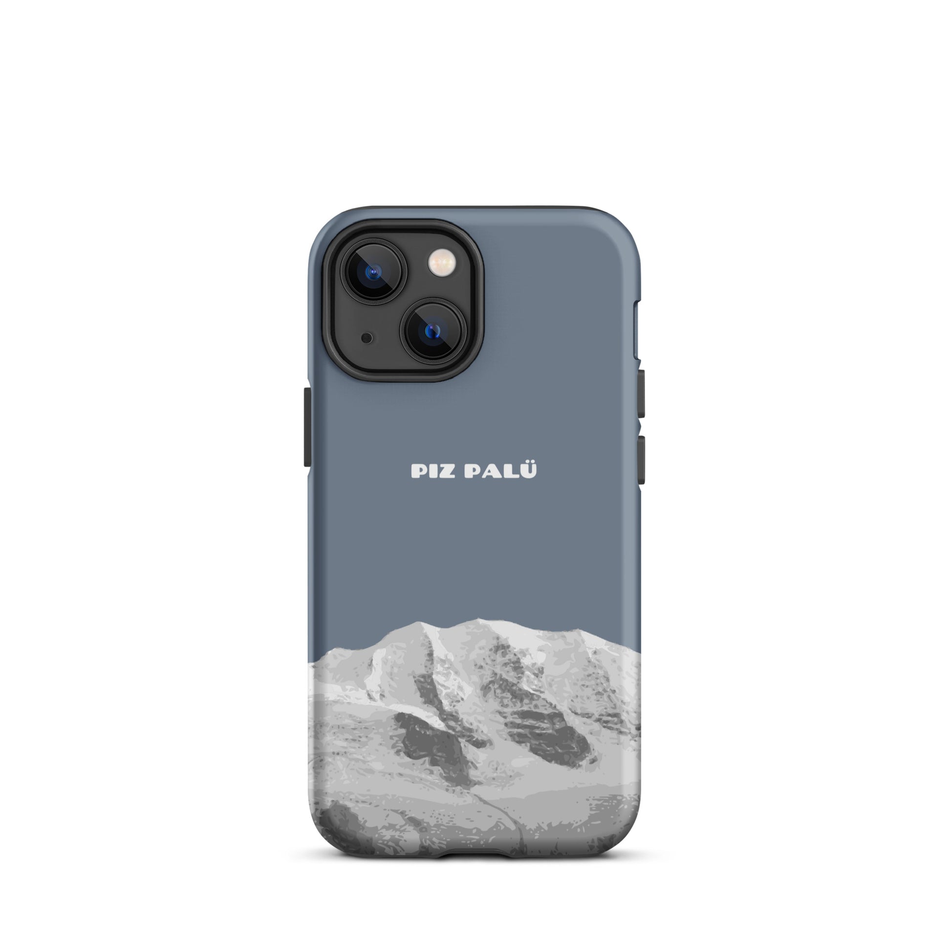 Hülle für das iPhone 13 Mini von Apple in der Farbe Schiefergrau, dass den Piz Palü in Graubünden zeigt.