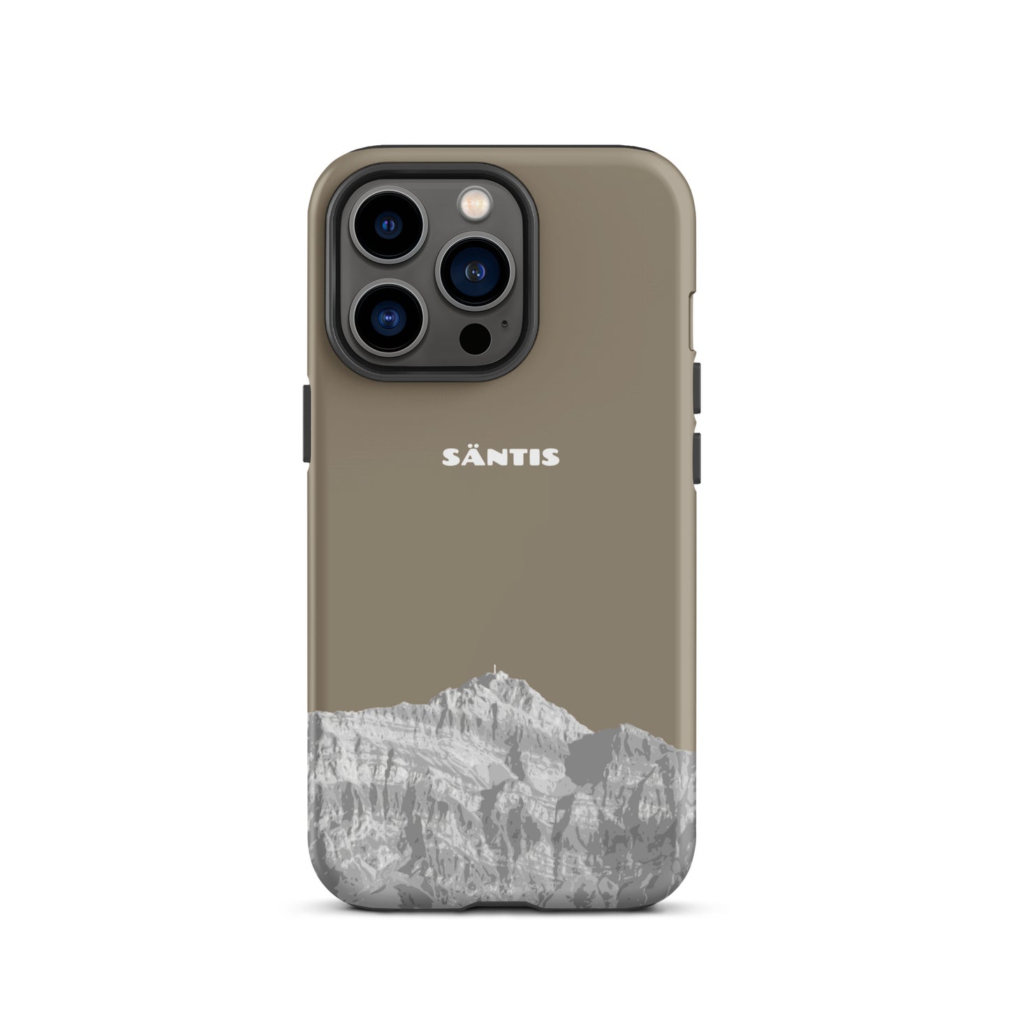Hülle für das iPhone 13 Pro von Apple in der Farbe Graubraun, dass den Säntis im Alpstein zeigt.