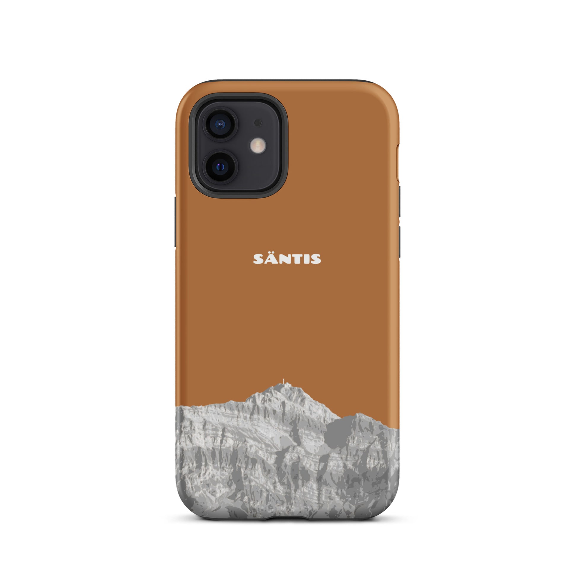 Hülle für das iPhone 12 von Apple in der Farbe Kupfer, dass den Säntis im Alpstein zeigt.