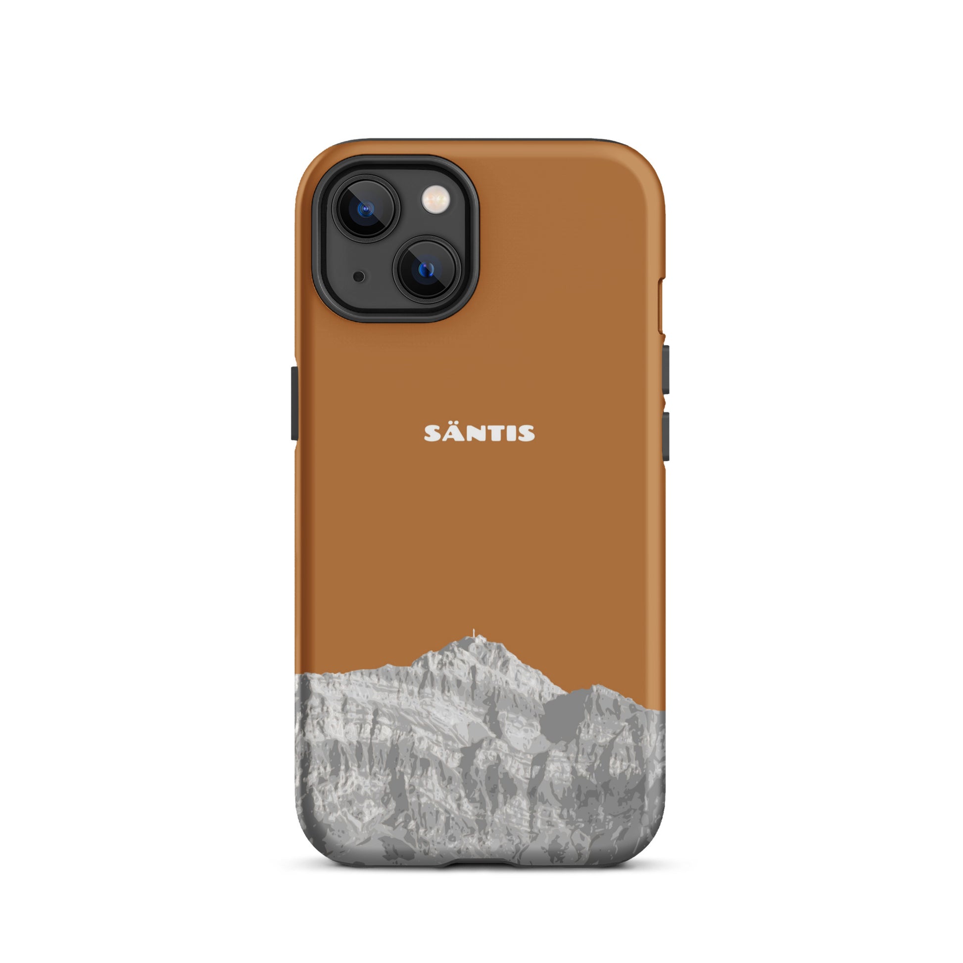 Hülle für das iPhone 13 von Apple in der Farbe Kupfer, dass den Säntis im Alpstein zeigt.