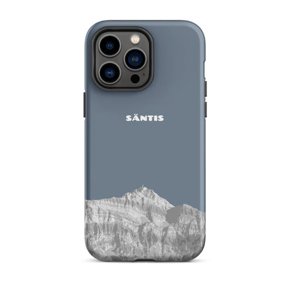 Hülle für das iPhone 14 Pro Max von Apple in der Farbe Schiefergrau, dass den Säntis im Alpstein zeigt.