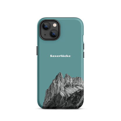 Robuste iPhone-Hülle in Kadettenblau mit Saxerlücke-Design aus dem Alpstein, Schutzhülle für iPhone.