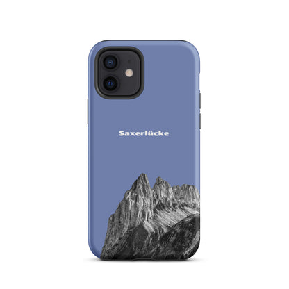 Handyhülle iPhone Case Saxerlücke in Pastellblau mit robustem Design und Motiv der Saxerlücke im Alpstein.
