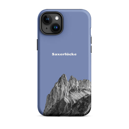 Robuste iPhone Hülle in Pastellblau mit Saxerlücke-Motiv aus dem Alpstein, Schutzhülle mit attraktivem Design.