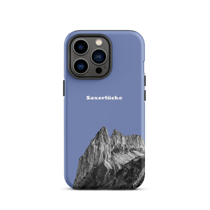 iPhone Case Saxerlücke in Pastellblau, robuste Schutzhülle mit Alpenmotiv für iPhone.
