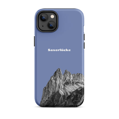 Robuste iPhone Hülle in Pastellblau mit Saxerlücke-Motiv aus dem Alpstein, Schutzhülle mit attraktivem Design.