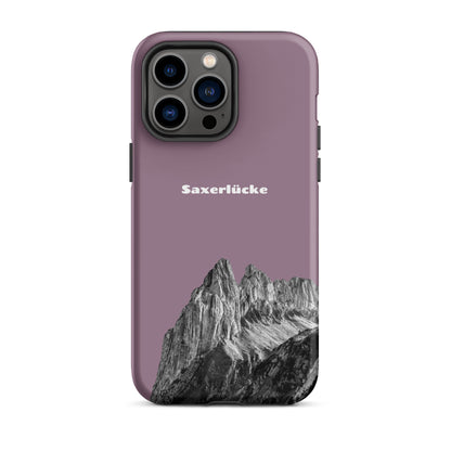 Robuste iPhone Huelle in Pastellviolett mit Saxerlücke Design im Alpstein, Schutzhülle aus strapazierfähigem Material