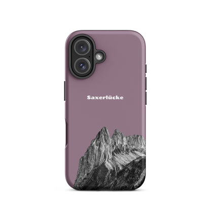 iPhone Hülle Saxerlücke in Pastellviolett, robustes Design mit Alpstein-Motiv, Schutzhülle für iPhone