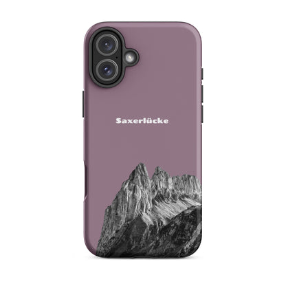 Robuste iPhone Hülle in Pastellviolett mit Saxerlücke Design aus dem Alpstein, Schutzhülle mit attraktivem Motiv.