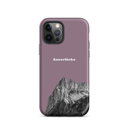 iPhone-Hülle Saxerlücke in Pastellviolett, robustes Design mit Alpstein-Motiv, Schutzhülle aus hochwertigem Material.