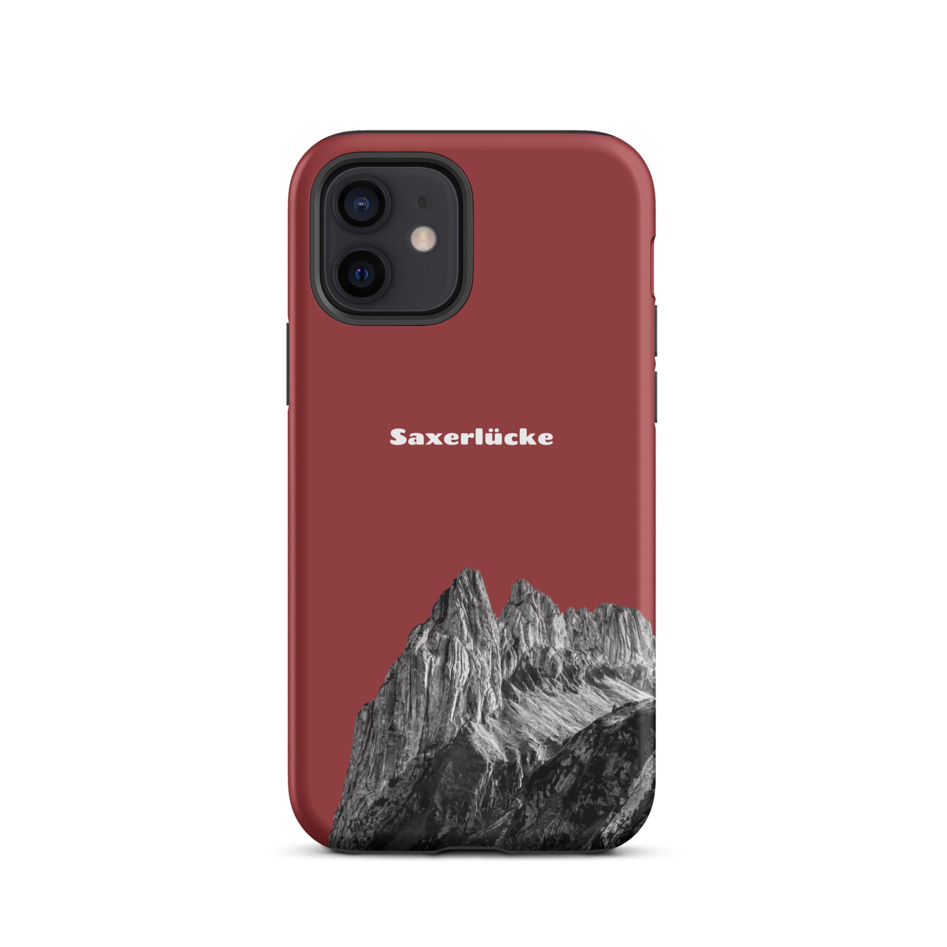 Robuste iPhone Hülle in Rot mit Saxerlücke-Motiv aus dem Alpstein, Schutzhülle mit attraktivem Design