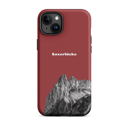 Rote iPhone-Hülle mit Saxerlücke-Design aus robustem Material, Schutzhülle für iPhone.