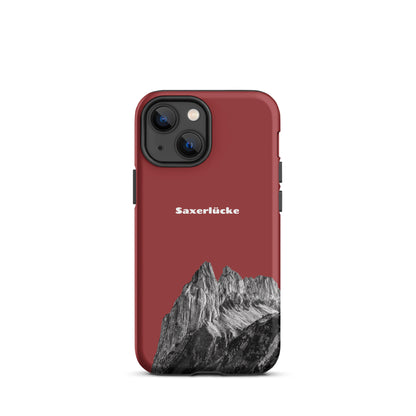 Rote iPhone-Hülle mit Saxerlücke-Motiv, robustes Design, Schutzhülle für iPhone.