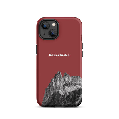 Robuste iPhone-Hülle in Rot mit Saxerlücke-Motiv aus dem Alpstein, Schutzhülle mit attraktivem Design