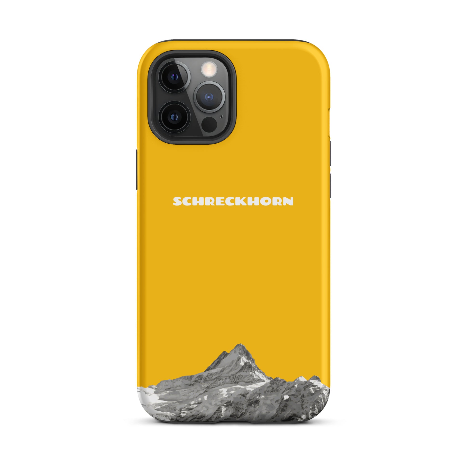 iPhone Case Schreckhorn in Goldgelb, robuste Handyhülle mit Bergmotiv für Apple iPhone 12 Pro Max