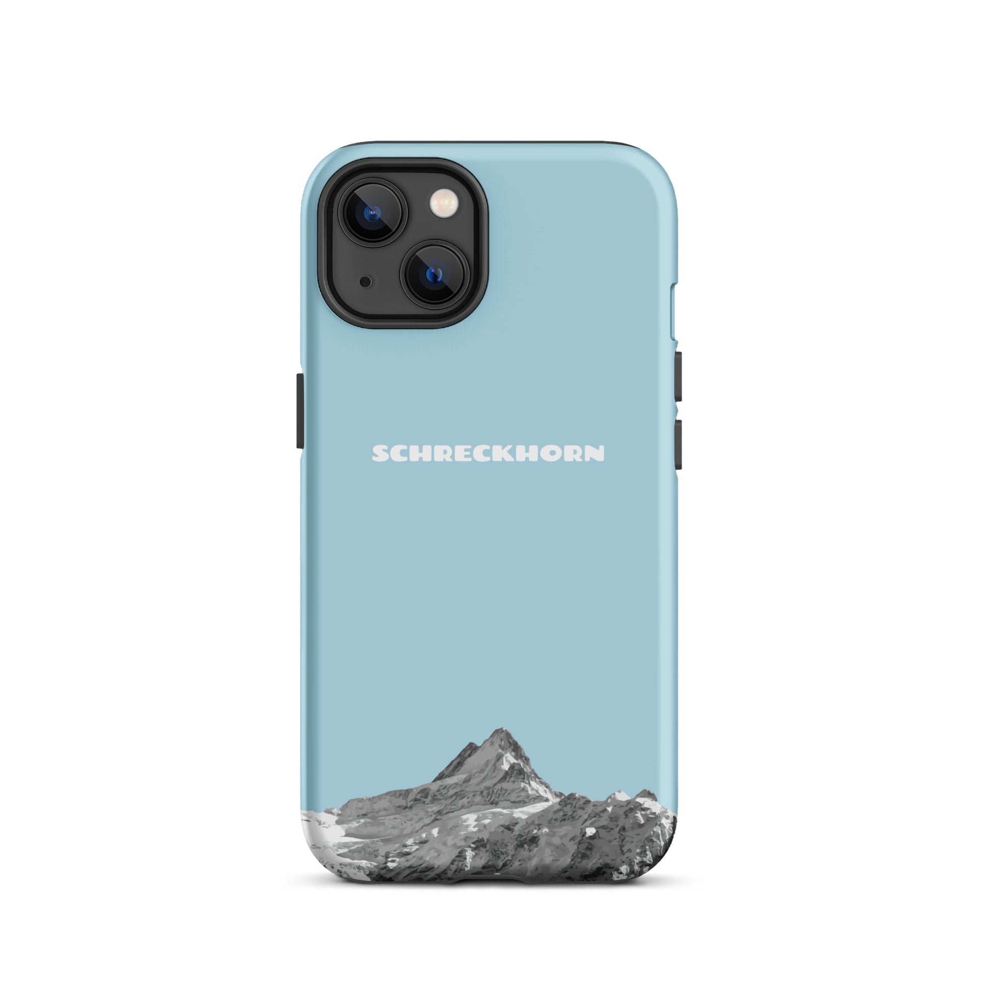 Hellblaue iPhone 13 Hülle mit Schreckhorn Design, Silikon, stoßfest