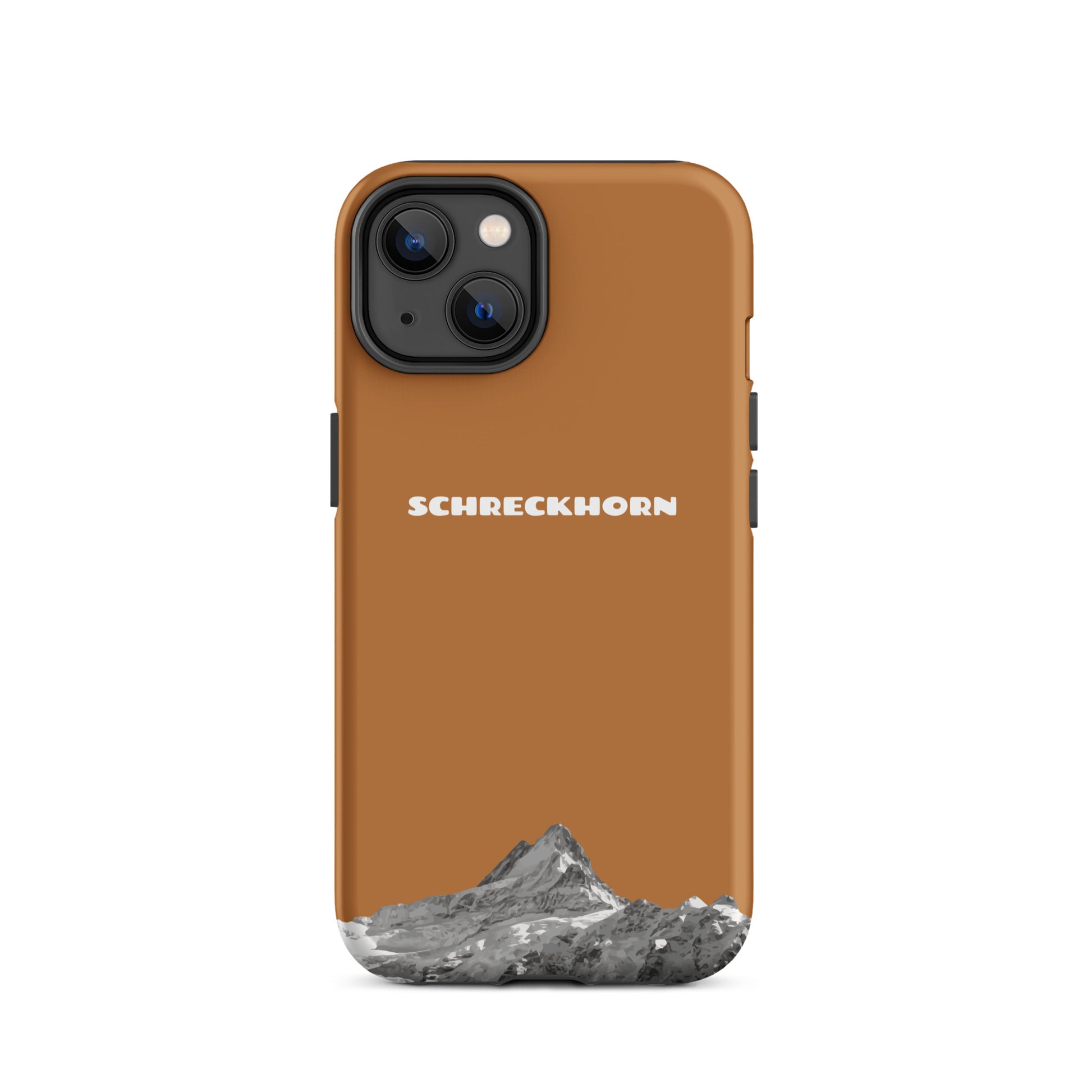 Handyhülle Schreckhorn in Kupferoptik mit Bergmotiv für Apple iPhone 14, robustes Design