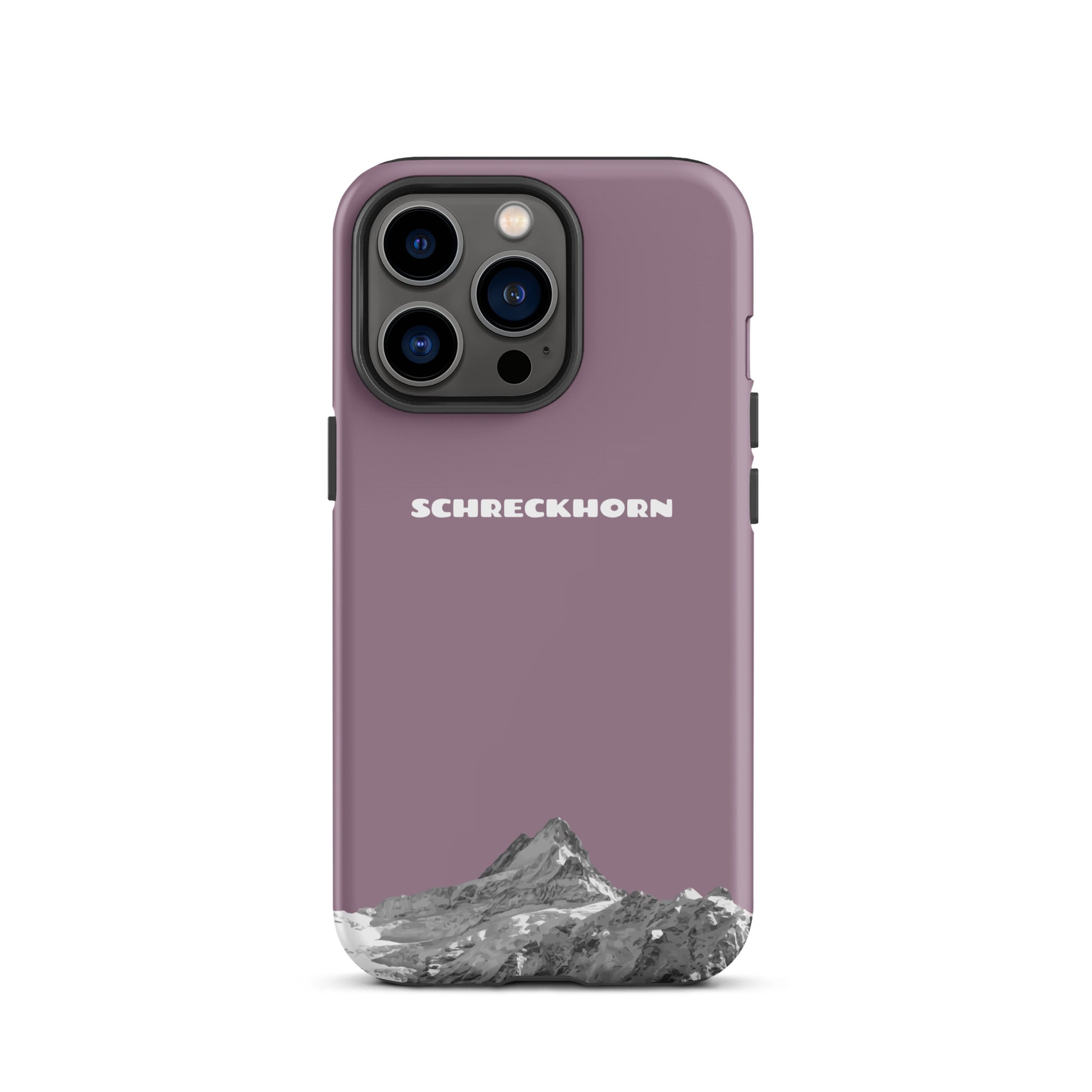Pastellviolette iPhone 13 Pro Hülle mit Schreckhorn-Motiv, stoßfest, dünnes Design