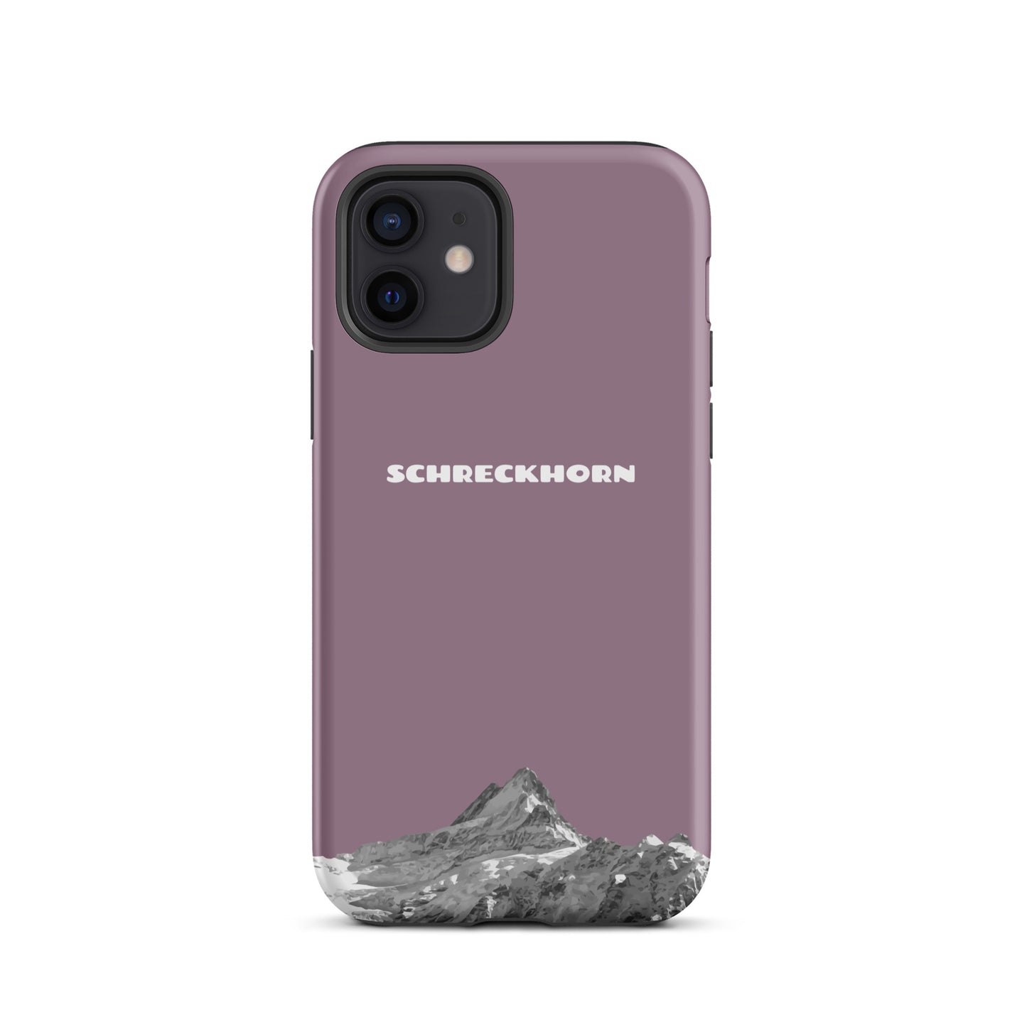 Pastellviolette iPhone 12 Hülle mit Schreckhorn-Motiv, stoßfest, schlankes Design