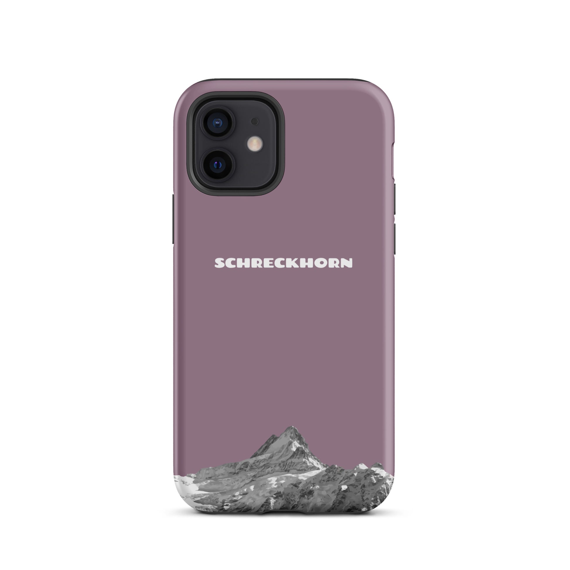 Pastellviolette iPhone 12 Hülle mit Schreckhorn-Motiv, stoßfest, schlankes Design