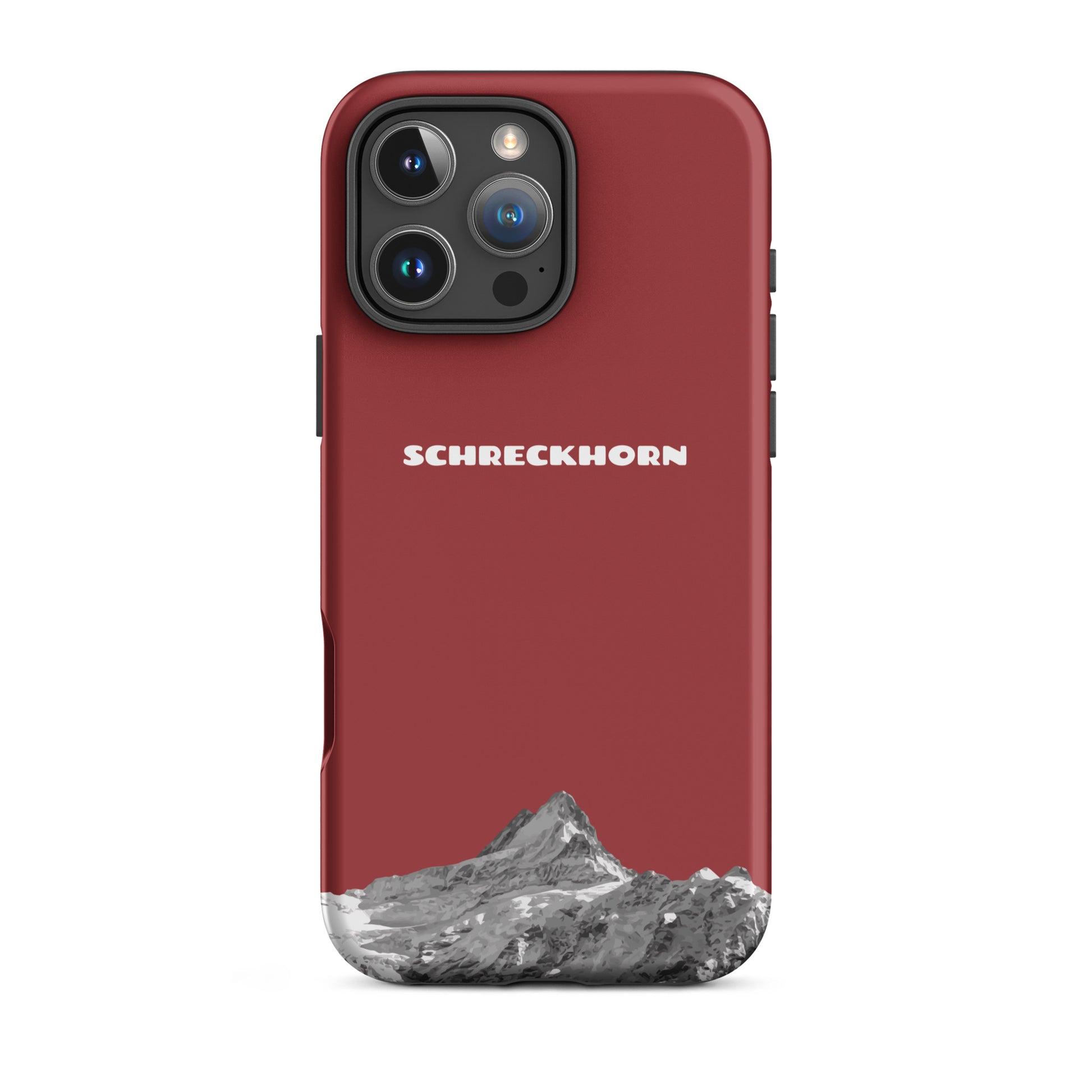 Rote iPhone 16 Pro Max Hülle mit Schreckhorn-Motiv, stoßfest, schlankes Design