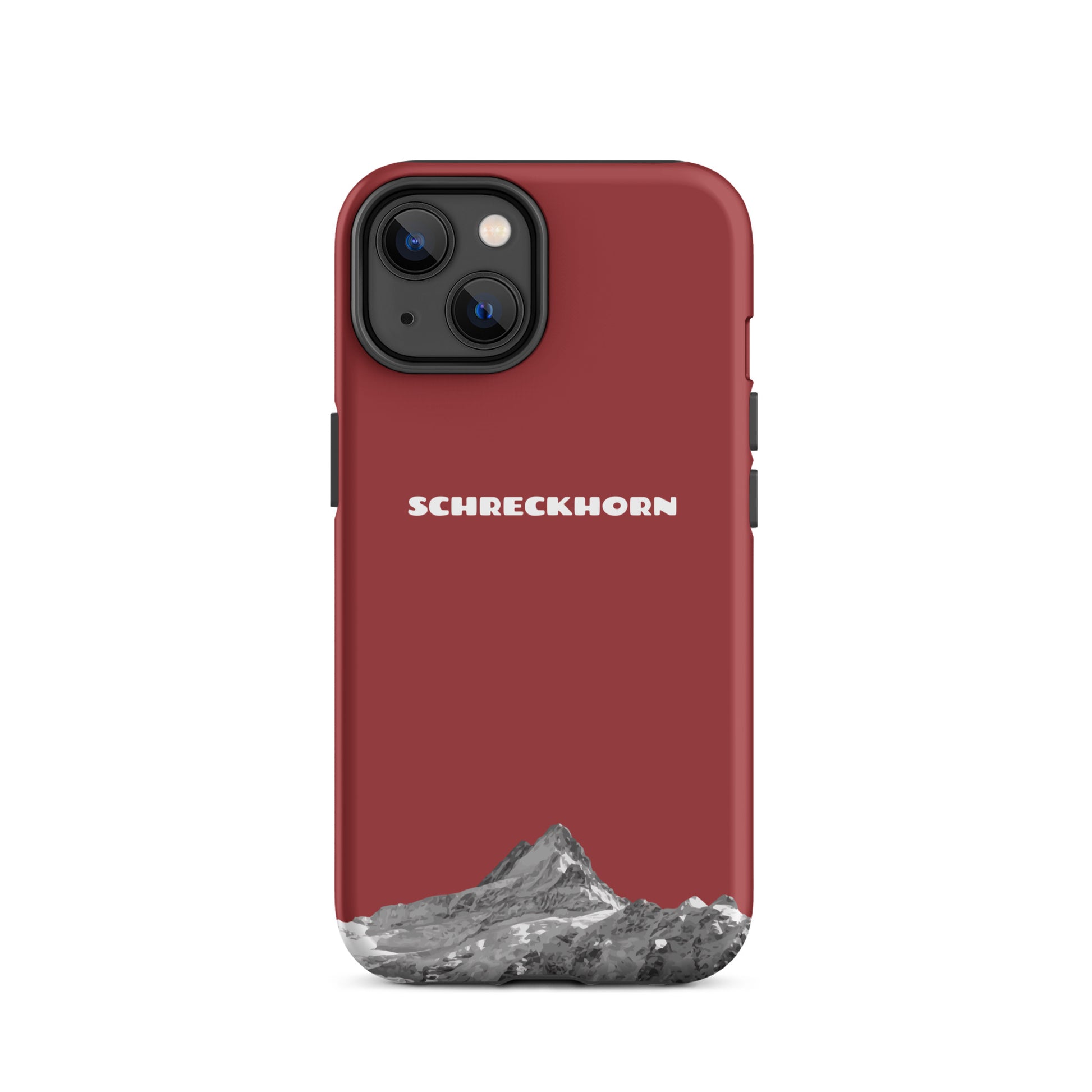 Rote iPhone 14 Handyhülle mit Schreckhorn-Motiv, stoßfest und schlank
