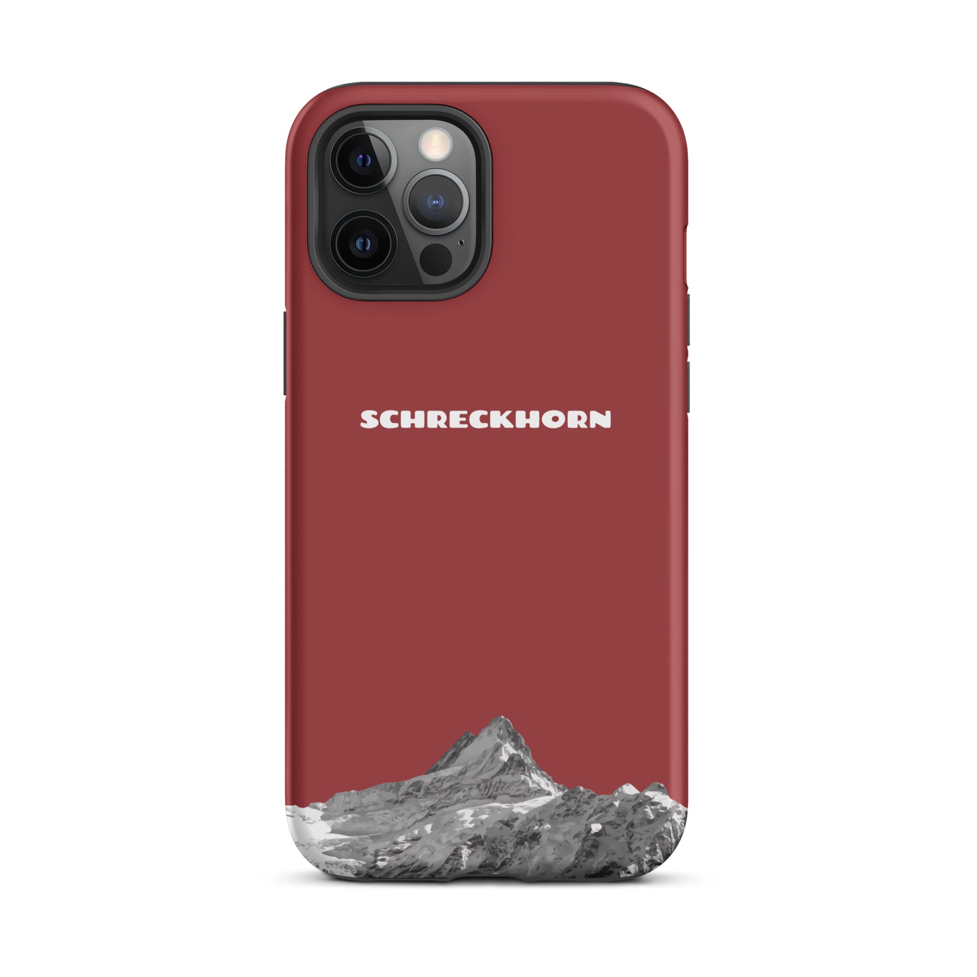 Rote iPhone 12 Pro Max Hülle mit Schreckhorn Design, robust und stylisch aus Silikon