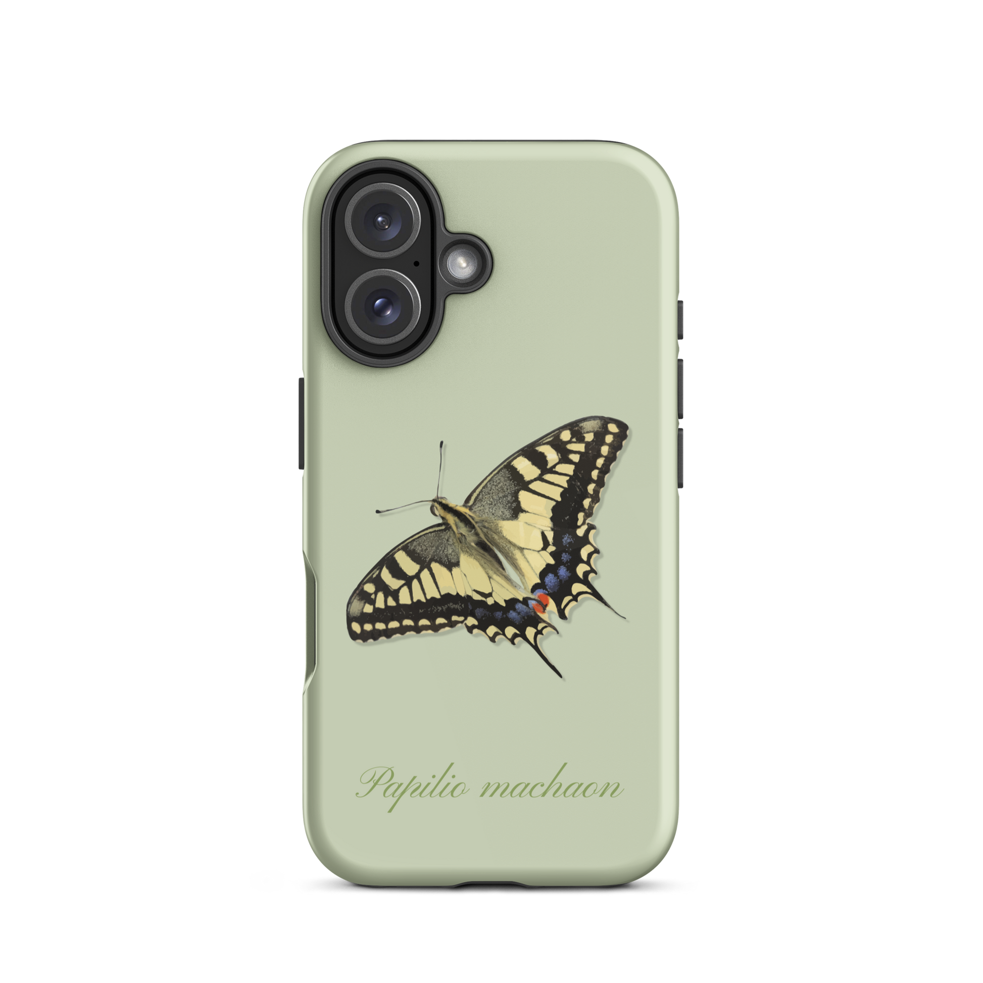 iPhone Case in Hellgrün mit Schwalbenschwanz-Muster, Seitenansicht