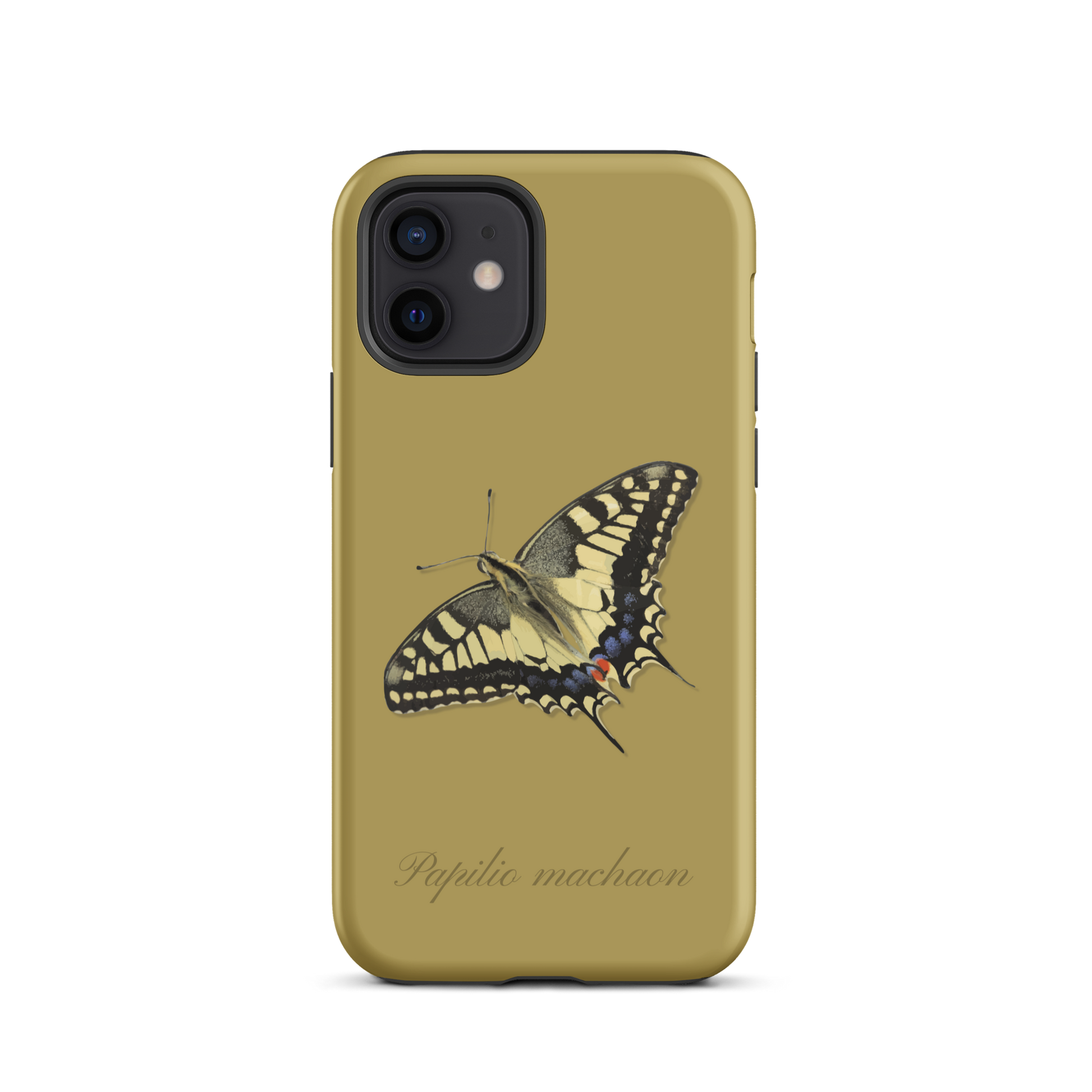 iPhone Hülle in Ockergelb mit Schwalbenschwanz Muster