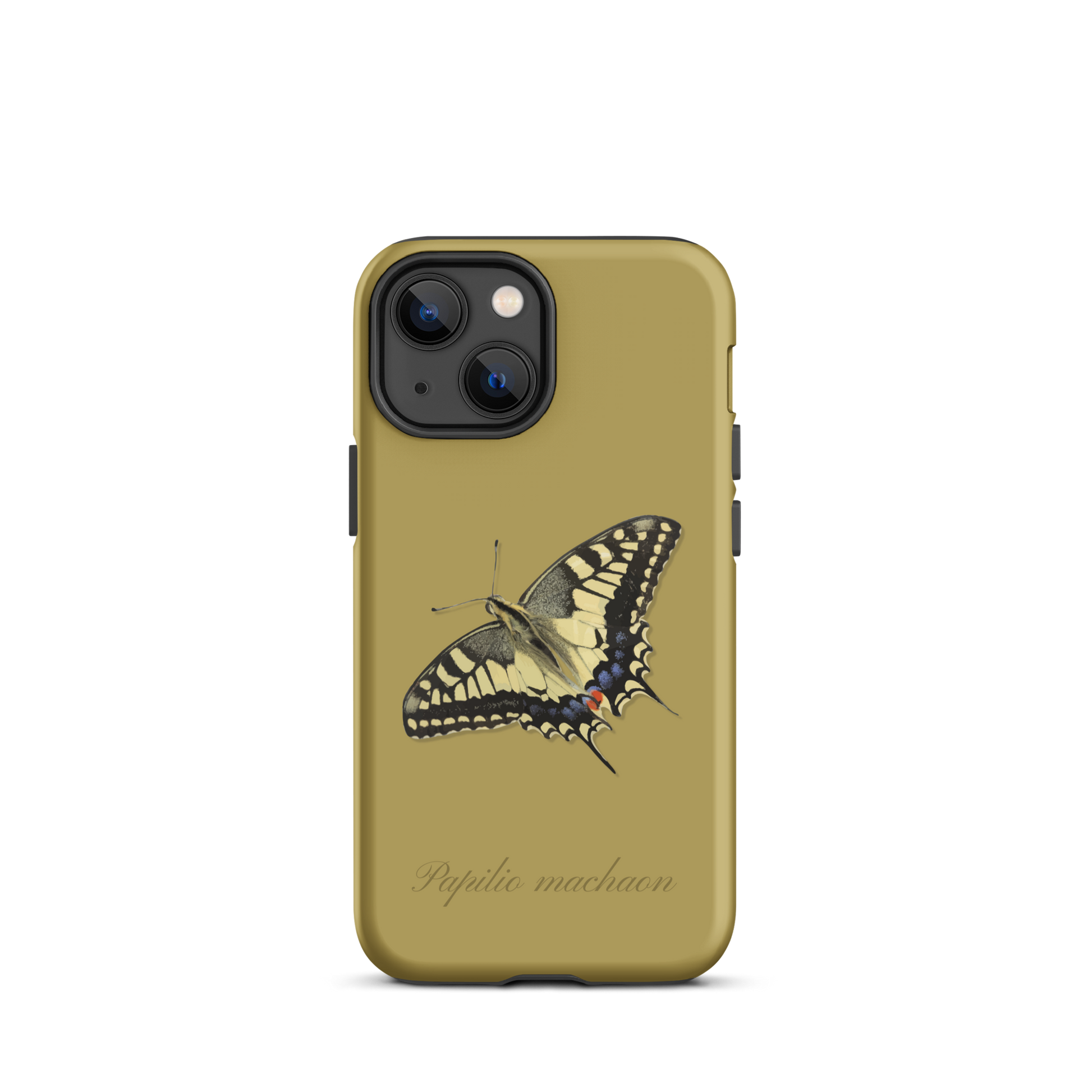 iPhone-Hülle mit Schwalbenschwanz-Muster in Ockergelb für iPhone 15 Pro Max