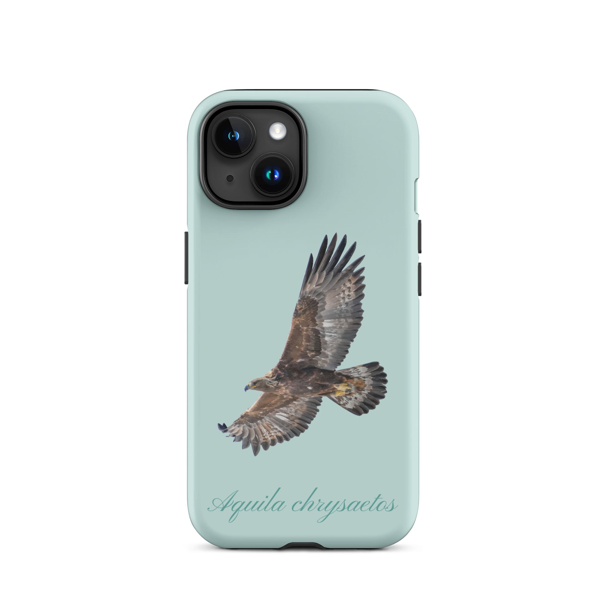 Handyhülle für iPhone mit Steinadler-Motiv in Hellblau, Schutzhülle aus robustem Material.